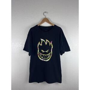 Spitfire Bighead Floral Logo T Shirt Black Large Skateboarding Graphic Tee